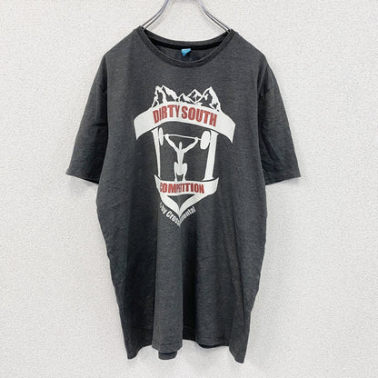 spread shirt　半袖プリントTシャツ　DIRTY SOUTH　GYM　ダークグレー　XLサイズ