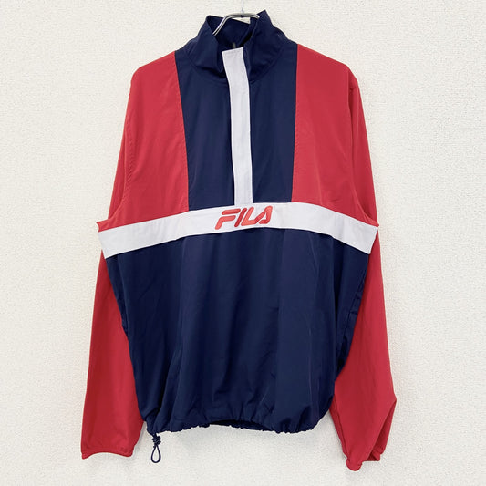 FILA　フィラ　ハーフジップジャケット　プルオーバー　トライカラー　白　赤　ネイビー　XXLサイズ