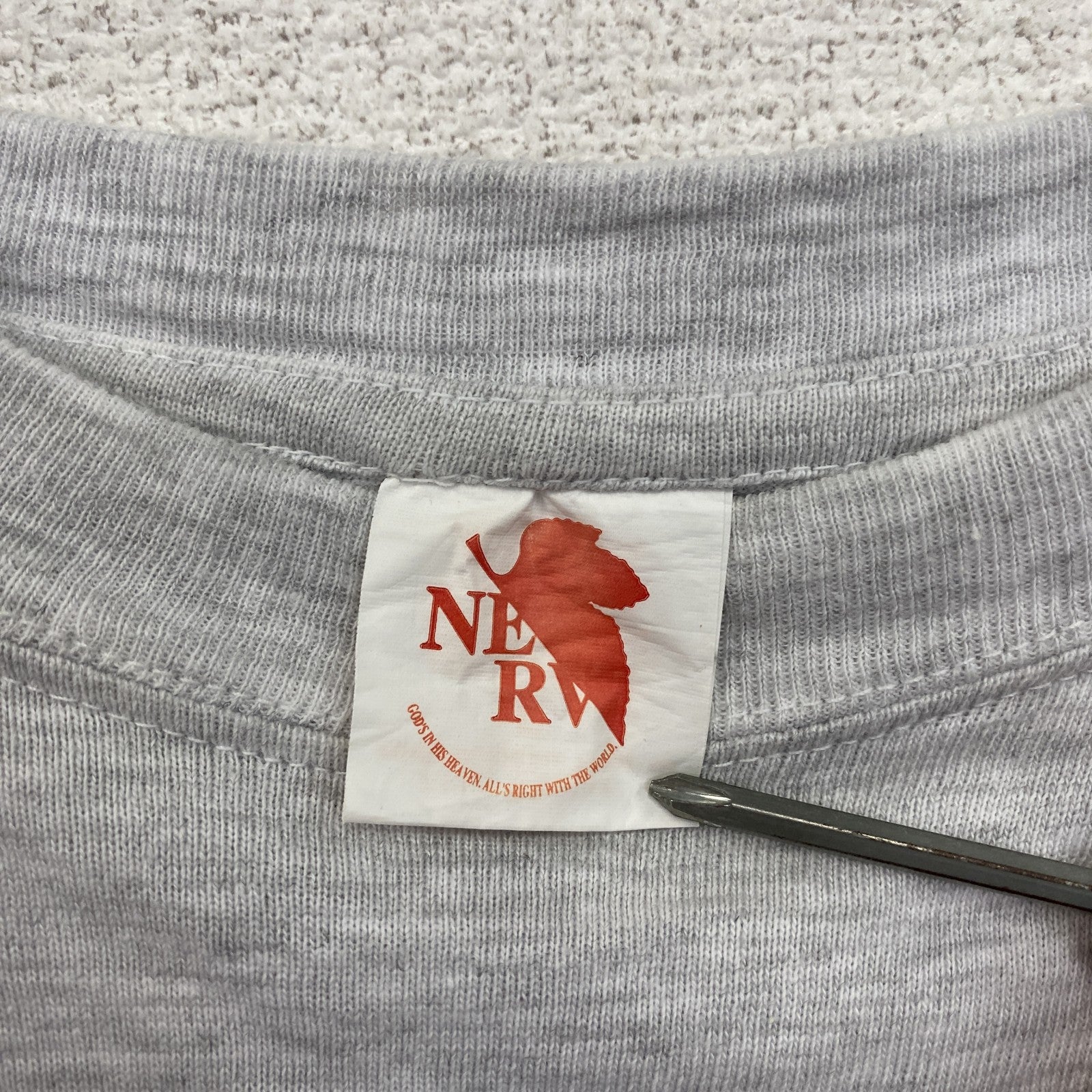 特務機関NERV　新世紀エヴァンゲリオン　半袖Tシャツ　アニメT　キャラクターT　霜降りグレー　フリーサイズ