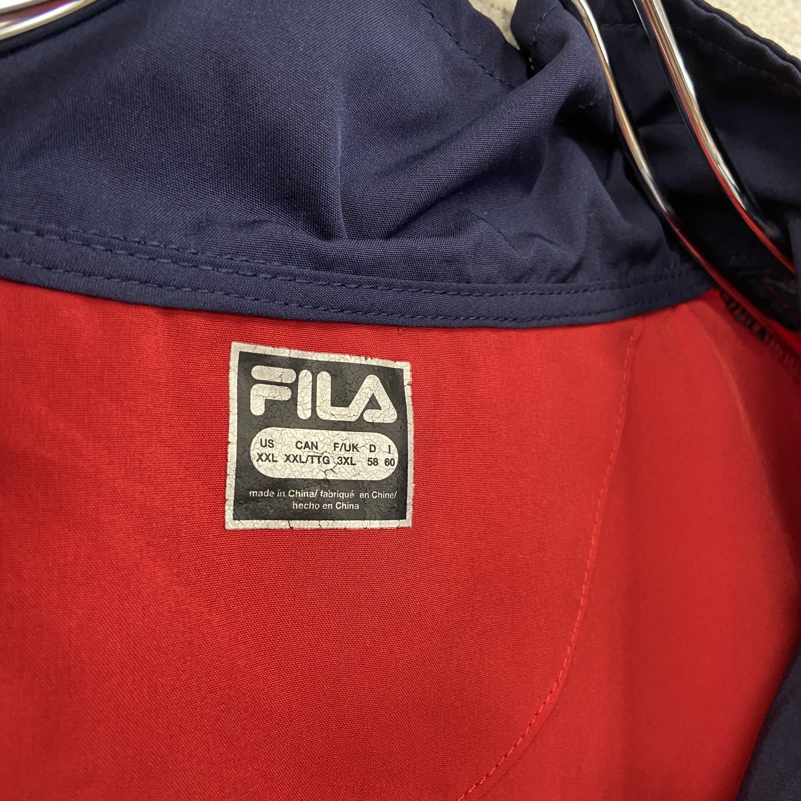 FILA　フィラ　ハーフジップジャケット　プルオーバー　トライカラー　白　赤　ネイビー　XXLサイズ