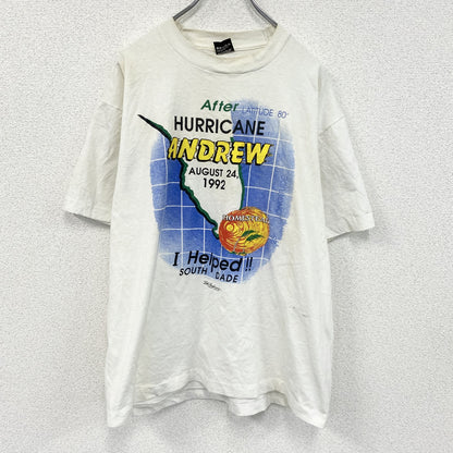 90s　SCREEN STARS BEST　ハリケーンアンドリュー　半袖プリントTシャツ　ホワイト　XLサイズ
