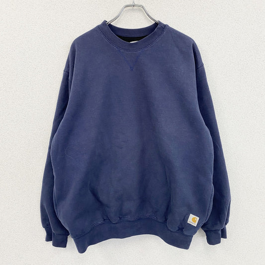 Carhartt　カーハート　スウェット/トレーナー　サイドシームポケット　前V　フェード　紺　ネイビー　Lサイズ