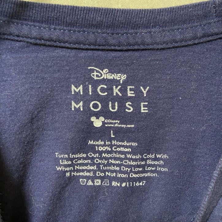 古着 used　Disney ディズニー　ミッキー　Mickey　半袖プリントＴシャツ　　ネイビー　クルーネック　キャラクター