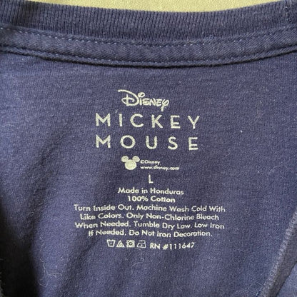 古着 used　Disney ディズニー　ミッキー　Mickey　半袖プリントＴシャツ　　ネイビー　クルーネック　キャラクター