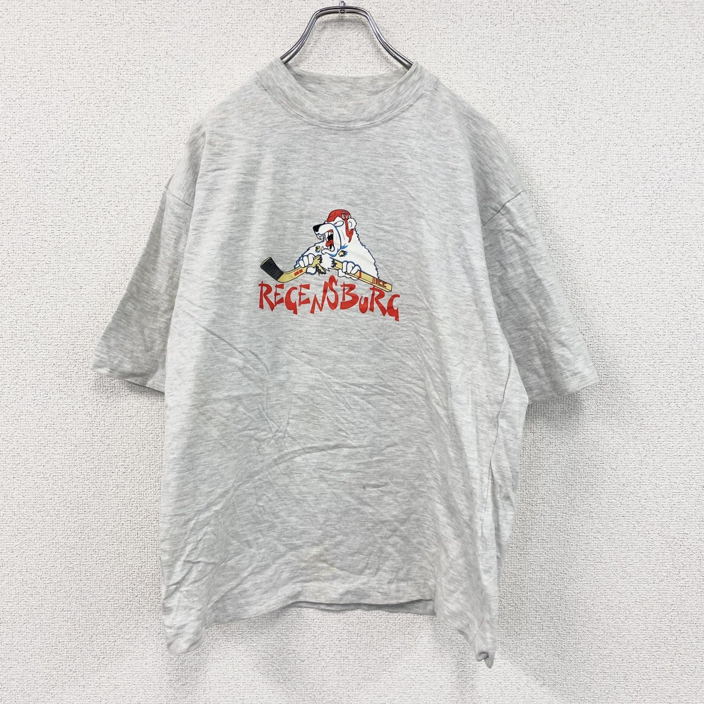 ～00s　XFer　アイスベアレンレーゲンスブルク　半袖Tシャツ　アイスホッケー　ユーロ　霜降りグレー　Lサイズ
