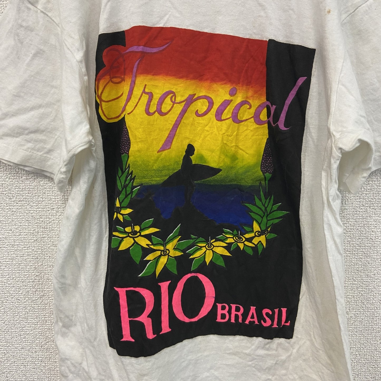 90s～　SULFABRIL　半袖Tシャツ　Rio de Janeiro　シングルステッチ　白　ホワイト　Gサイズ