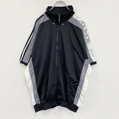 ～90s　adidas　アディダス　半袖トラックジャケット/ジャージ　ヴィンテージ　黒　ブラック　Lサイズ