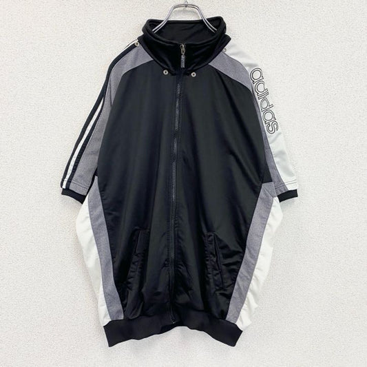 ～90s　adidas　アディダス　半袖トラックジャケット/ジャージ　ヴィンテージ　黒　ブラック　Lサイズ