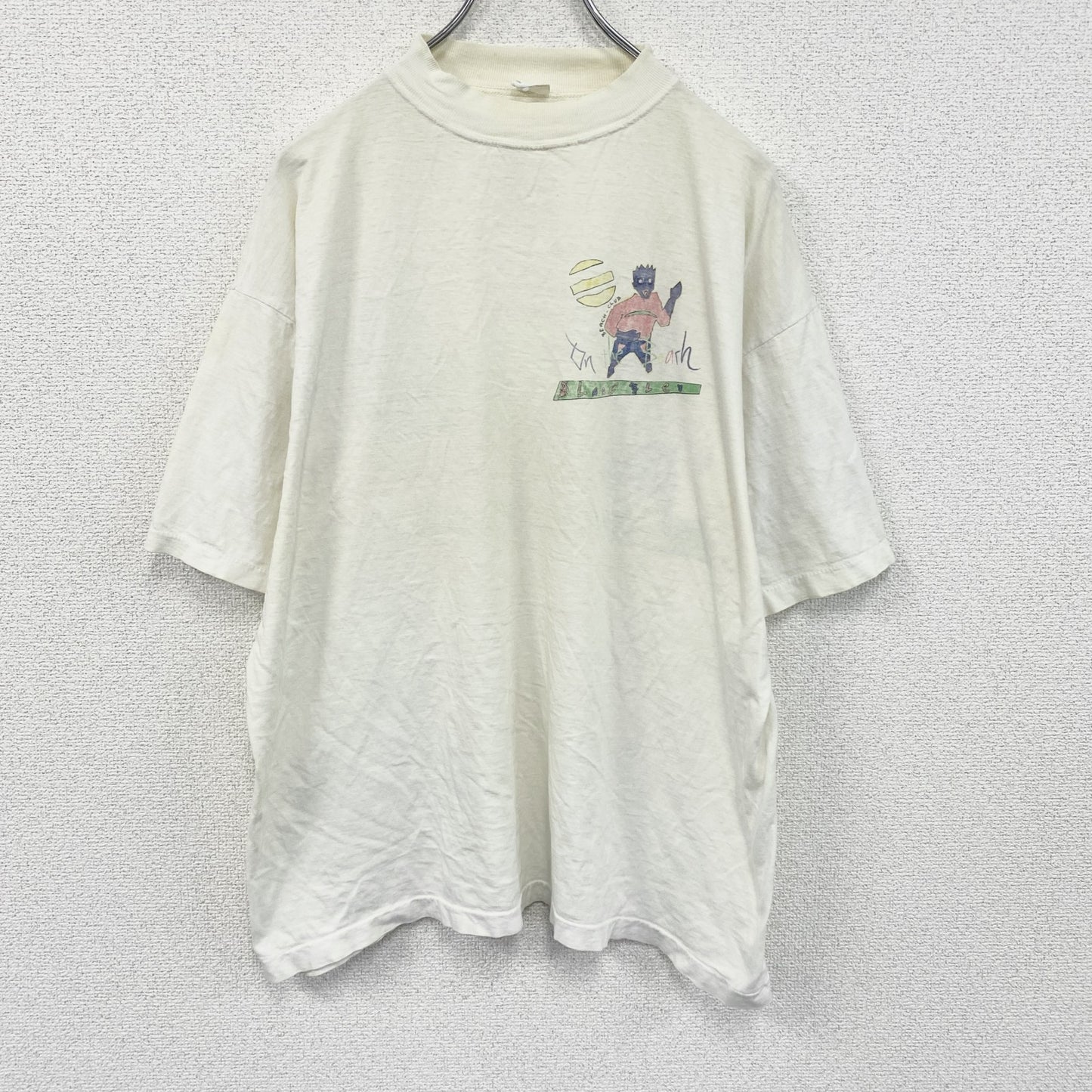 ～90s　半袖プリントTシャツ　イラストTシャツ　グラフィックT　両面プリント　ヴィンテージ　白　ホワイト