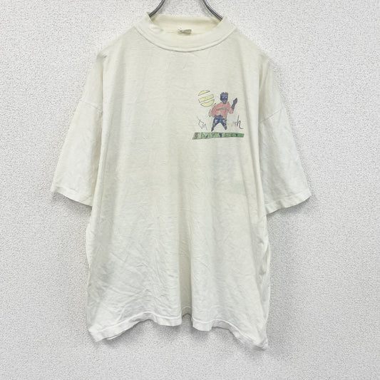 ～90s　半袖プリントTシャツ　イラストTシャツ　グラフィックT　両面プリント　ヴィンテージ　白　ホワイト