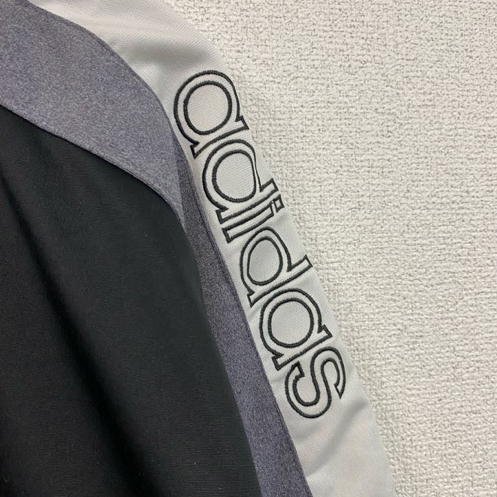～90s　adidas　アディダス　半袖トラックジャケット/ジャージ　ヴィンテージ　黒　ブラック　Lサイズ