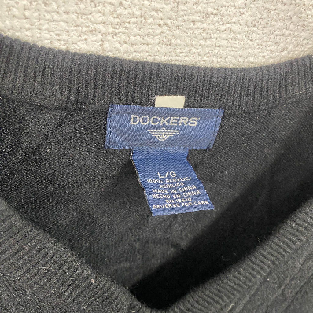 DOCKERS　ドッカーズ　ニットベスト　無地　黒　ブラック　Lサイズ