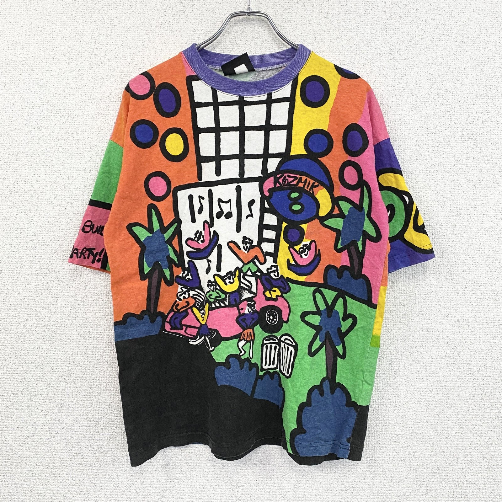 90s～　KOZMiC　半袖プリントTシャツ　両面プリント　全面プリント　ヴィンテージ　マルチカラー　XLサイズ