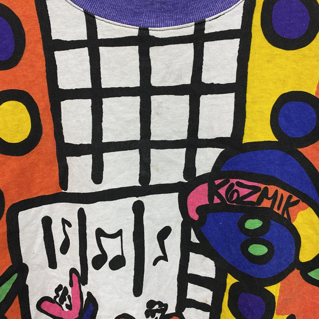 90s～　KOZMiC　半袖プリントTシャツ　両面プリント　全面プリント　ヴィンテージ　マルチカラー　XLサイズ