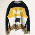 古着 used　TRUKFIT　長袖クルーネックプリントスウェット　アニマル柄　レオパード　レトロ　デザイン　秋冬服　Mサイズ