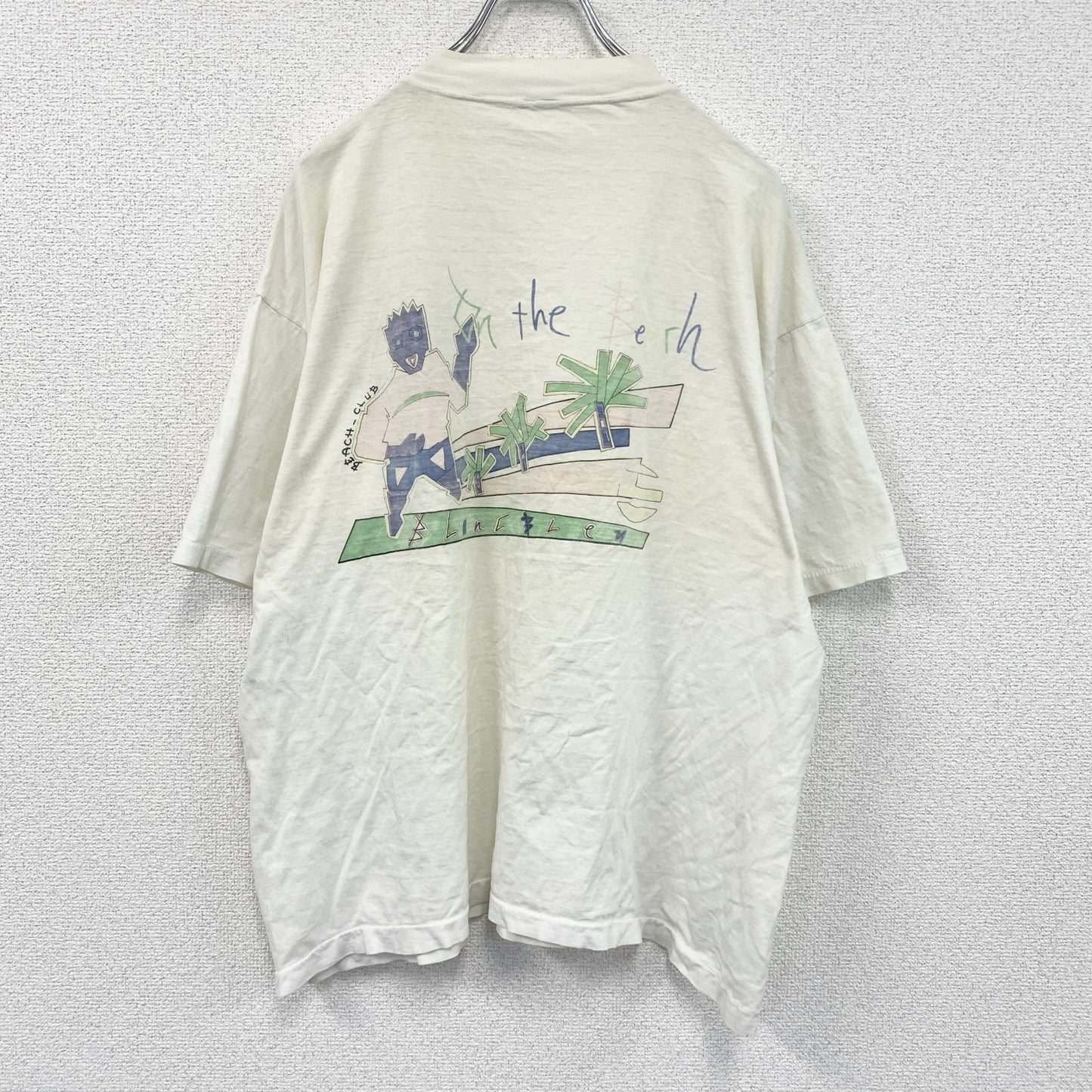 ～90s　半袖プリントTシャツ　イラストTシャツ　グラフィックT　両面プリント　ヴィンテージ　白　ホワイト