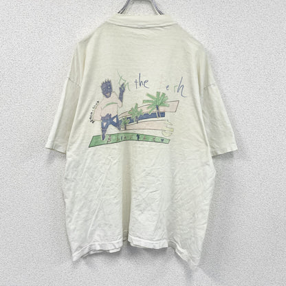 ～90s　半袖プリントTシャツ　イラストTシャツ　グラフィックT　両面プリント　ヴィンテージ　白　ホワイト