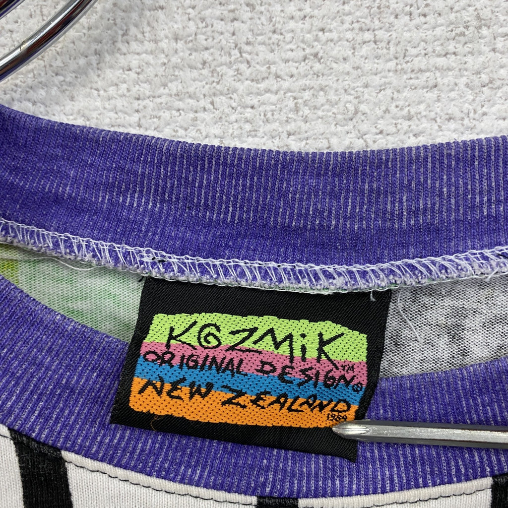 90s～　KOZMiC　半袖プリントTシャツ　両面プリント　全面プリント　ヴィンテージ　マルチカラー　XLサイズ