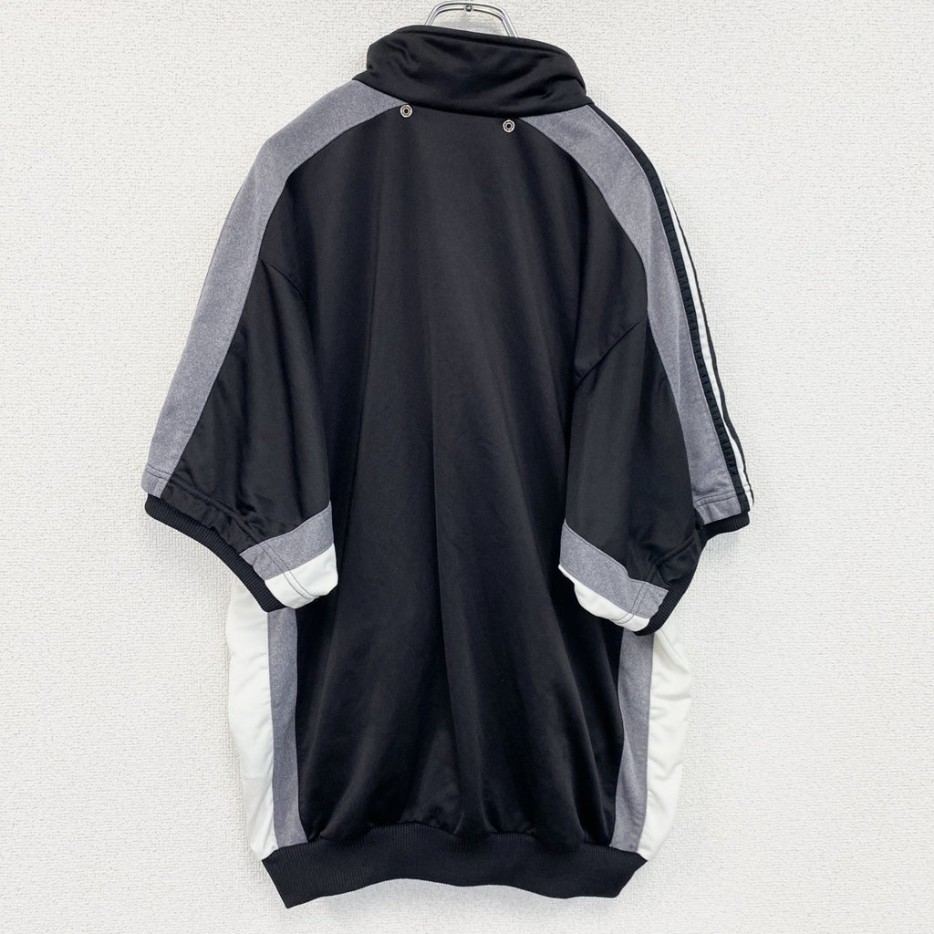 ～90s　adidas　アディダス　半袖トラックジャケット/ジャージ　ヴィンテージ　黒　ブラック　Lサイズ