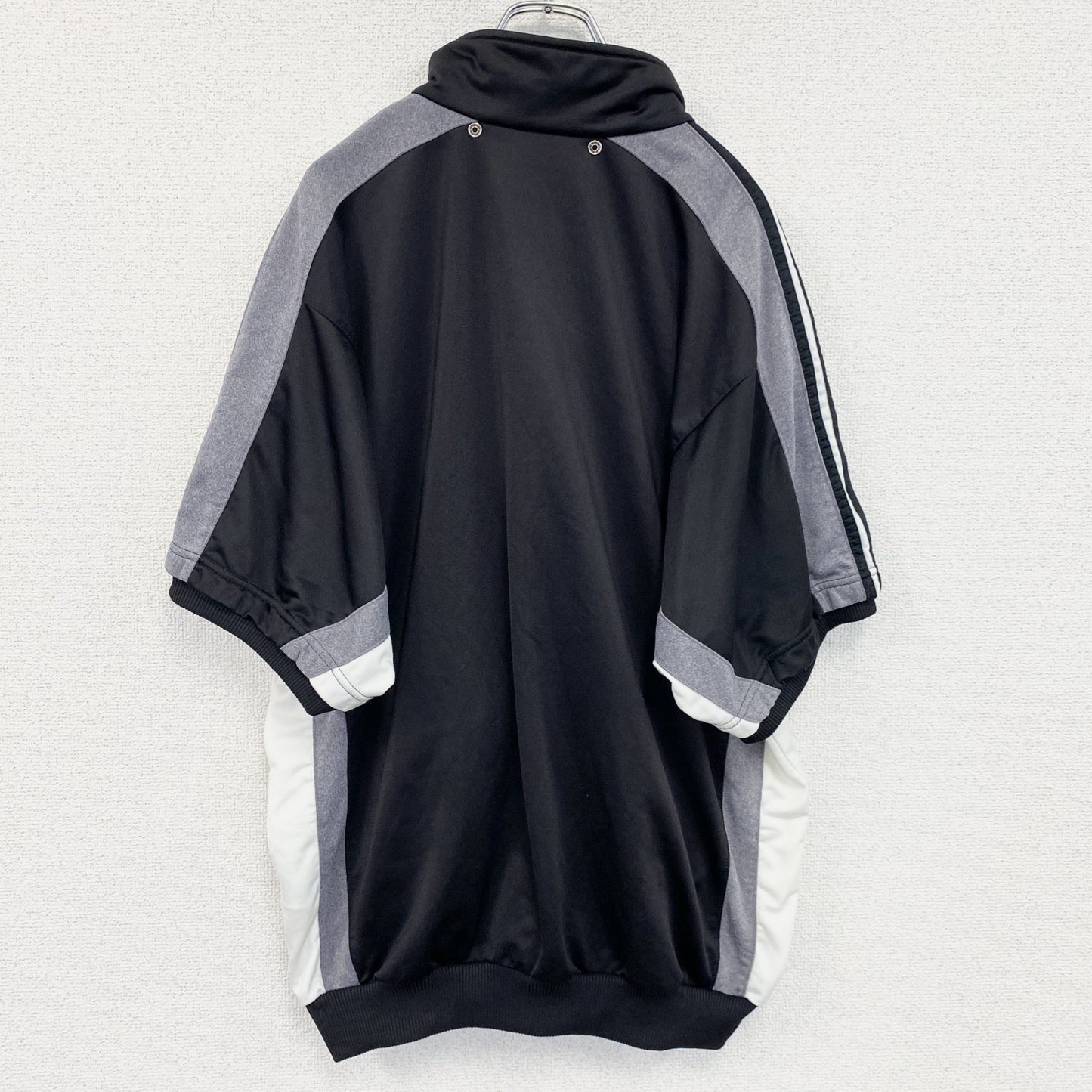 ～90s　adidas　アディダス　半袖トラックジャケット/ジャージ　ヴィンテージ　黒　ブラック　Lサイズ
