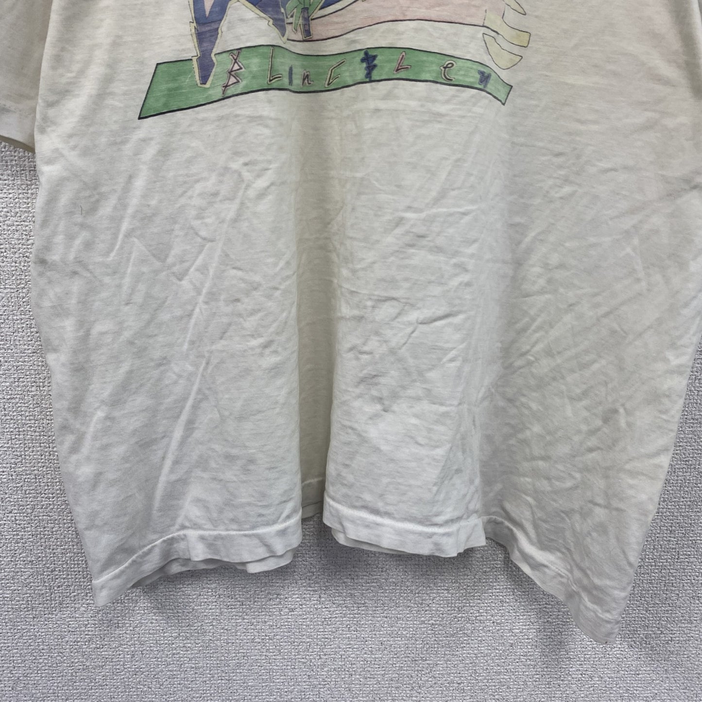 ～90s　半袖プリントTシャツ　イラストTシャツ　グラフィックT　両面プリント　ヴィンテージ　白　ホワイト