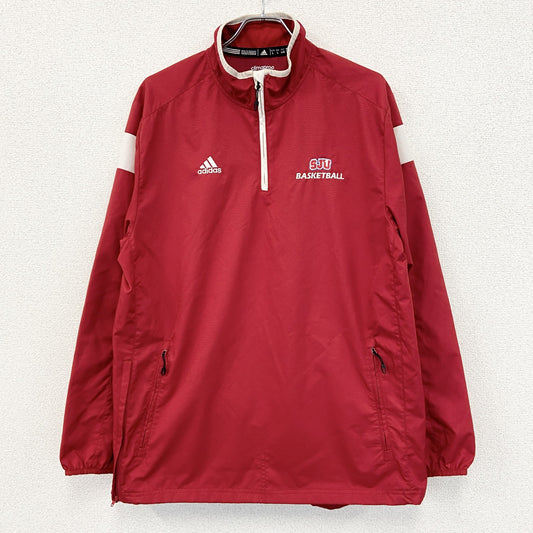 adidas　アディダス　プルオーバージャケット　ハーフジップ　赤　レッド　Lサイズ