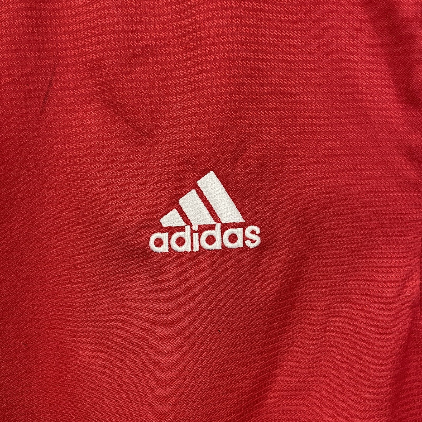 adidas　アディダス　プルオーバージャケット　ハーフジップ　赤　レッド　Lサイズ