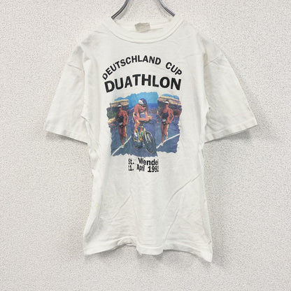 90s　Promocard　半袖Tシャツ　 DUATHLON　デュアスロン　シングルステッチ　白　ホワイト　Mサイズ