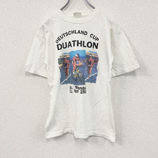 90s　Promocard　半袖Tシャツ　 DUATHLON　デュアスロン　シングルステッチ　白　ホワイト　Mサイズ