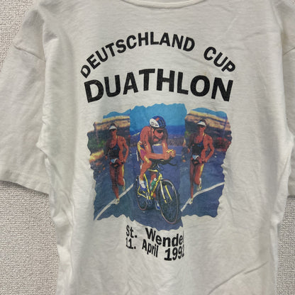 90s　Promocard　半袖Tシャツ　 DUATHLON　デュアスロン　シングルステッチ　白　ホワイト　Mサイズ