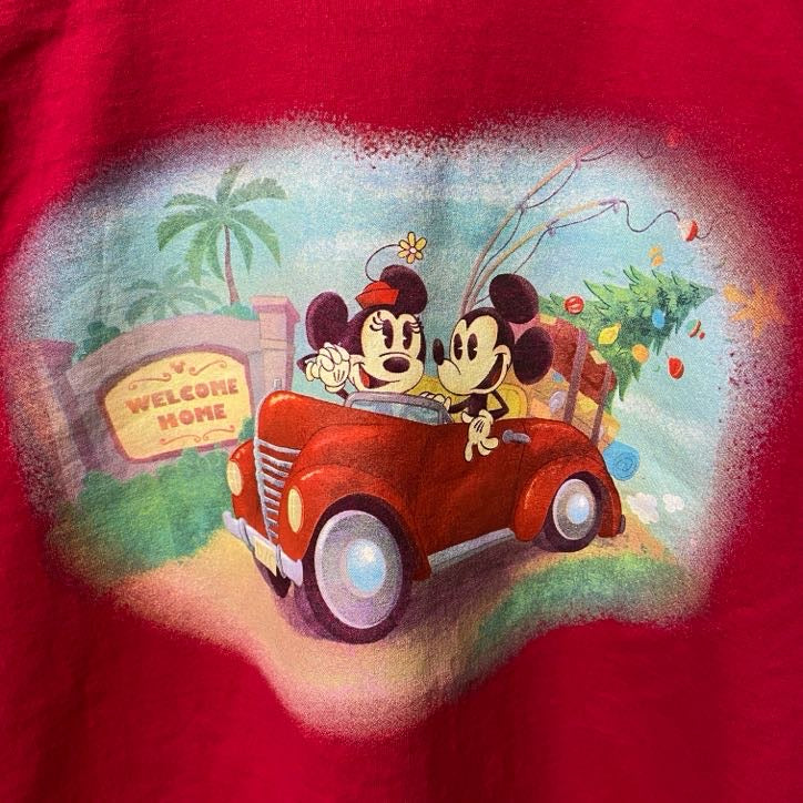 古着 used　Hanes　Disney ディズニー　ミッキー ミニー　Mickey　半袖プリントＴシャツ　赤　キャラクター