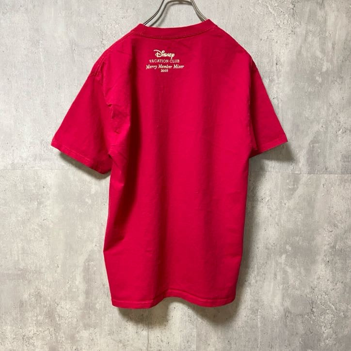古着 used　Hanes　Disney ディズニー　ミッキー ミニー　Mickey　半袖プリントＴシャツ　赤　キャラクター