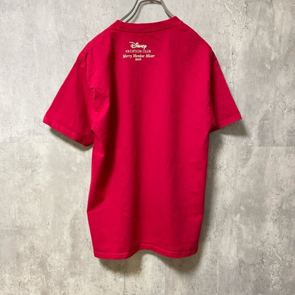 古着 used　Hanes　Disney ディズニー　ミッキー ミニー　Mickey　半袖プリントＴシャツ　赤　キャラクター
