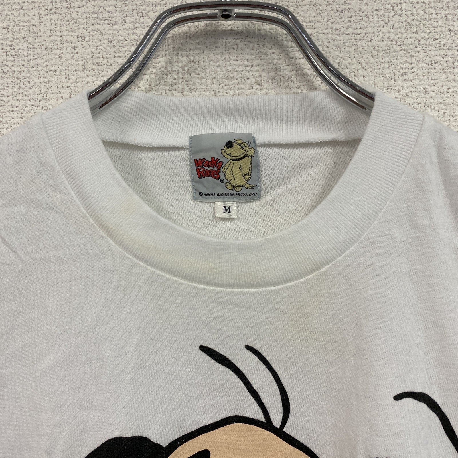 Wacky Races　チキチキマシン猛レース　半袖プリントキャラクターTシャツ　シングルステッチ　白　ホワイト　Mサイズ
