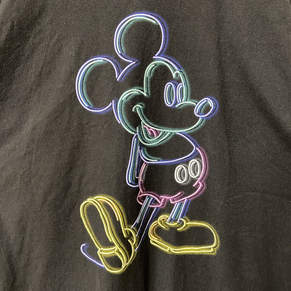 古着 used　Disney ディズニー　ミッキー　Mickey　半袖ネオンプリントＴシャツ　黒　クルーネック　キャラクター