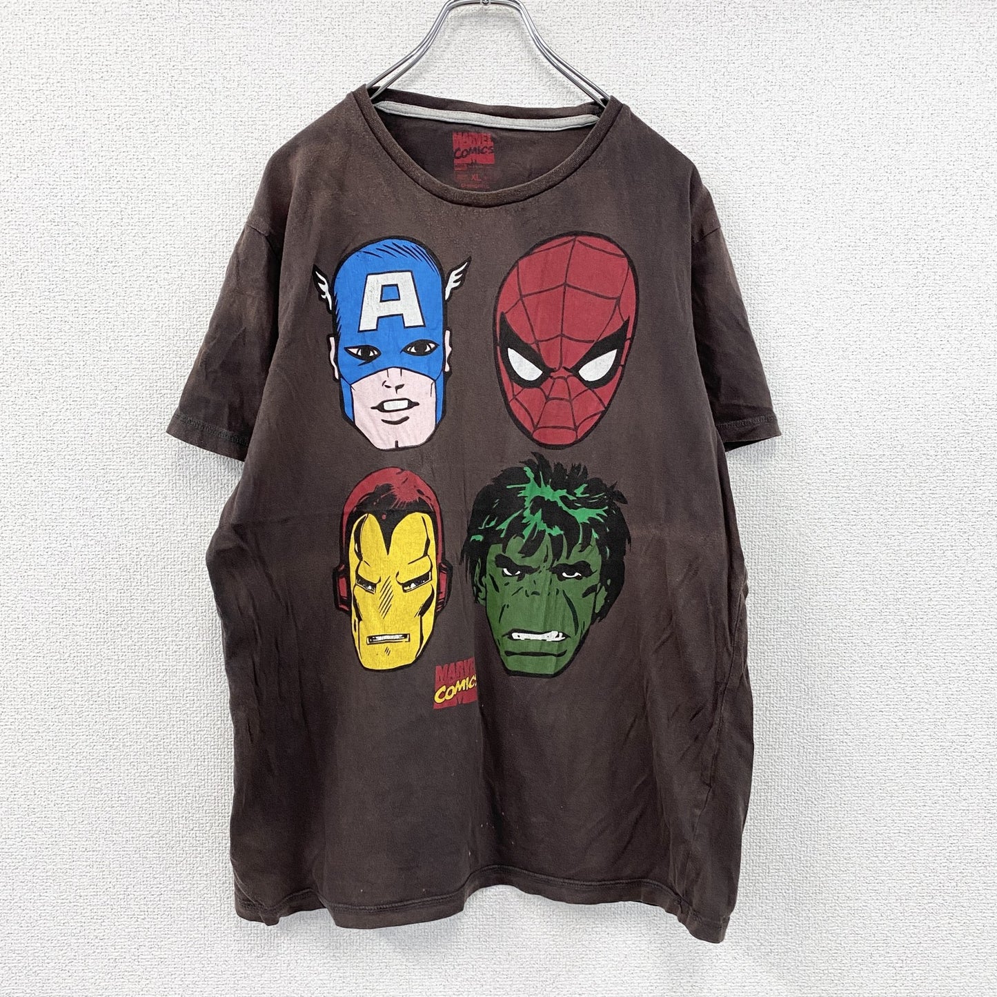 MARVEL COMICS　マーベルコミックス　半袖プリントTシャツ　キャラクターT　茶色　ブラウン　XLサイズ