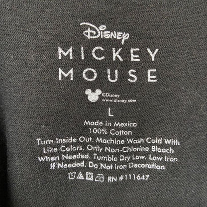 古着 used　Disney ディズニー　ミッキー　Mickey　半袖ネオンプリントＴシャツ　黒　クルーネック　キャラクター