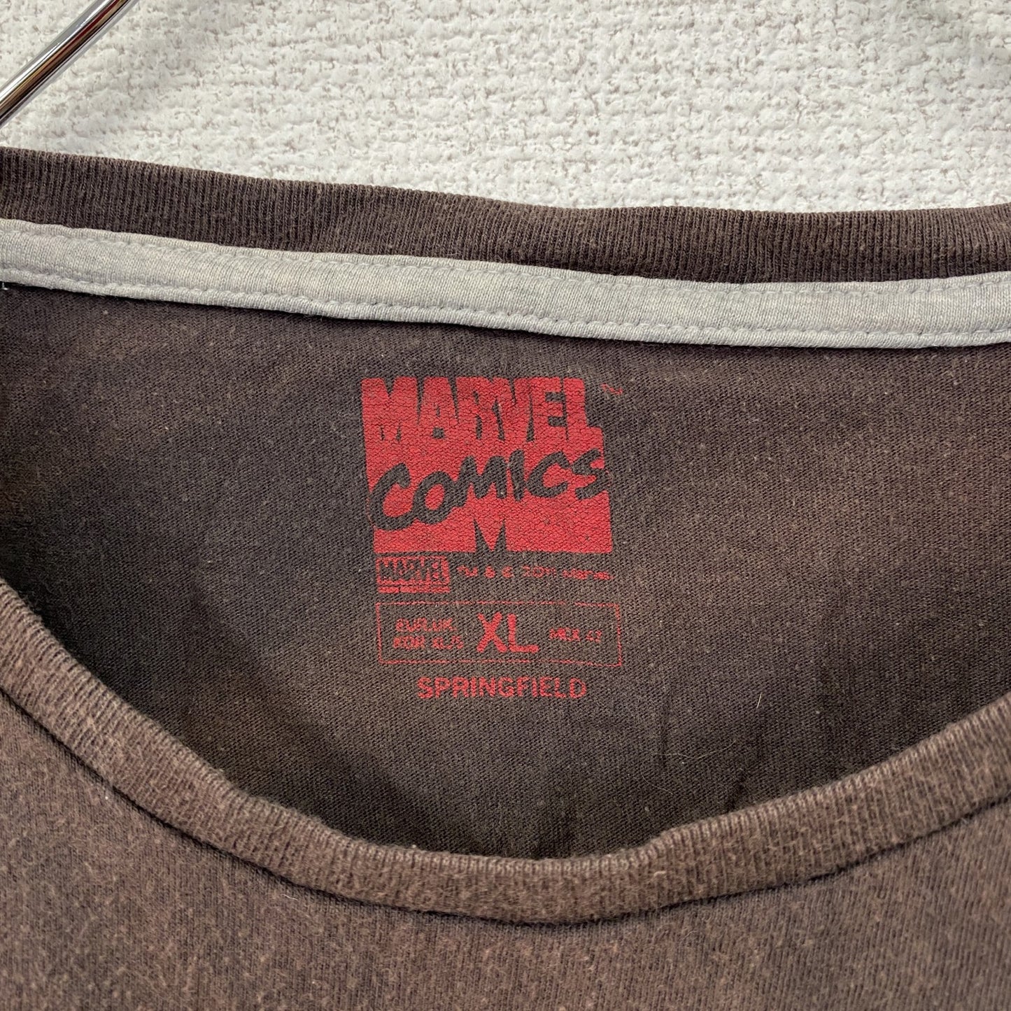 MARVEL COMICS　マーベルコミックス　半袖プリントTシャツ　キャラクターT　茶色　ブラウン　XLサイズ