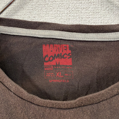 MARVEL COMICS　マーベルコミックス　半袖プリントTシャツ　キャラクターT　茶色　ブラウン　XLサイズ
