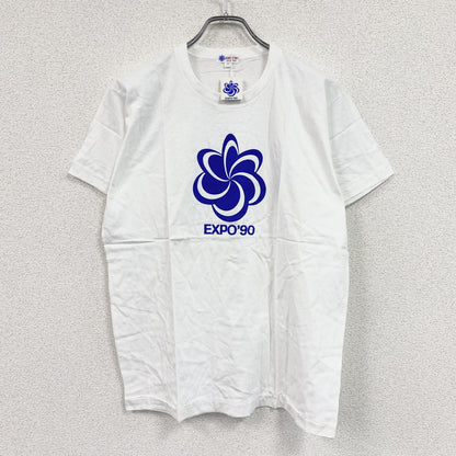 EXPO'90　国際花と緑の博覧会　半袖プリントTシャツ　シングルステッチ　白　ホワイト　Lサイズ