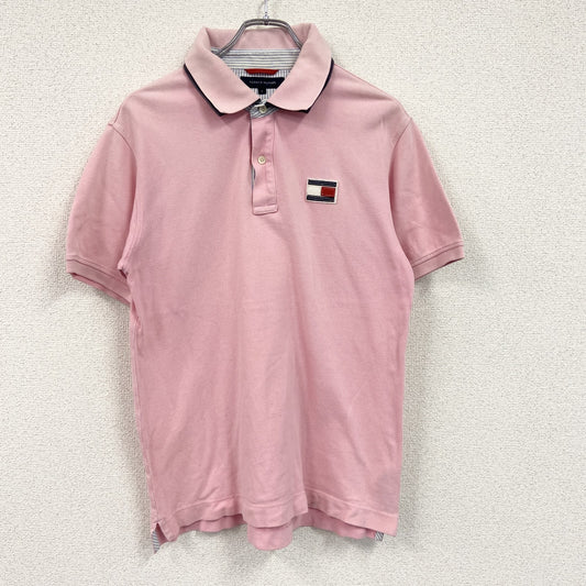 TOMMY HILFIGER　トミーヒルフィガー　半袖ポロシャツ　ワッペン　デカロゴ　ワンポイント　ピンク　Lサイズ