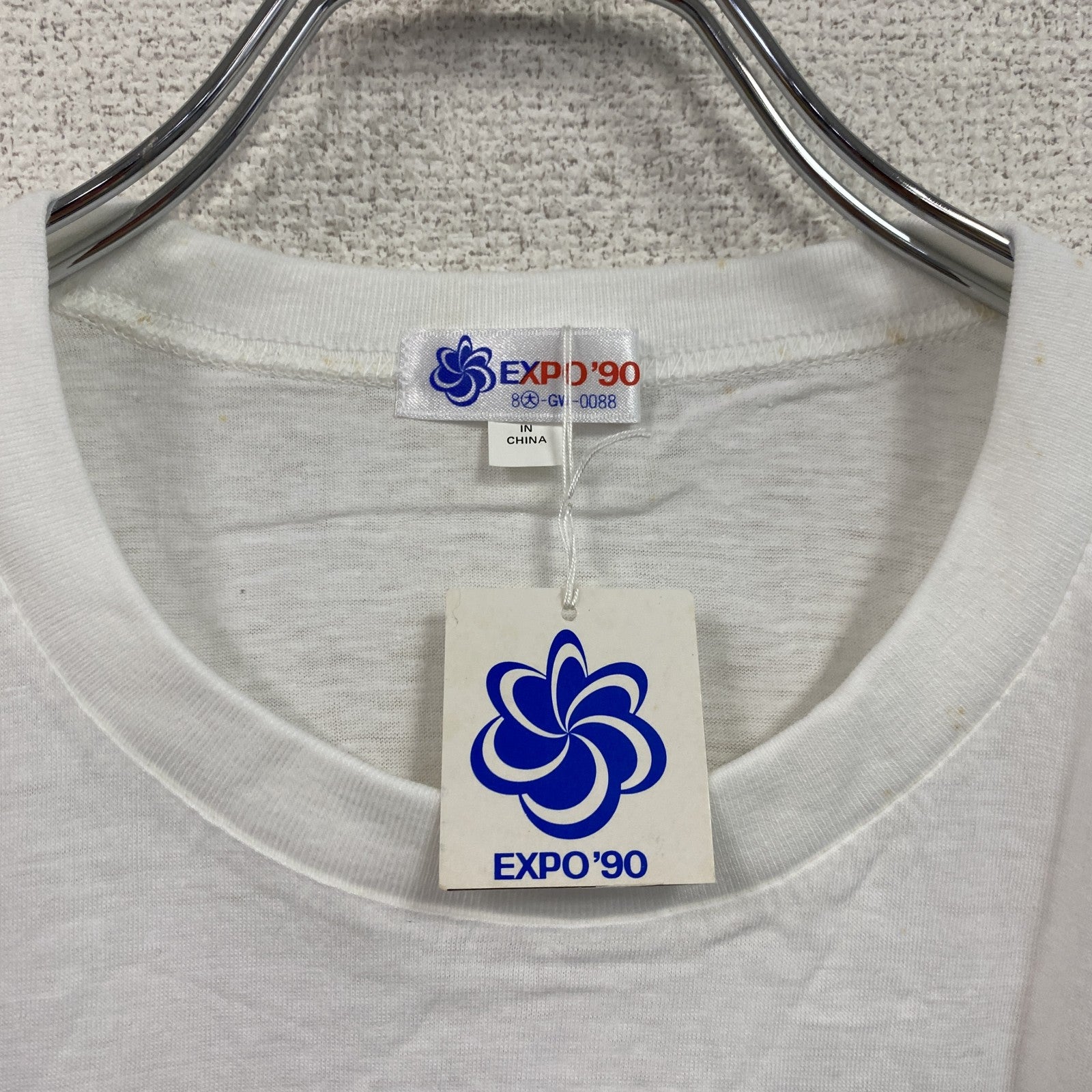 EXPO'90　国際花と緑の博覧会　半袖プリントTシャツ　シングルステッチ　白　ホワイト　Lサイズ