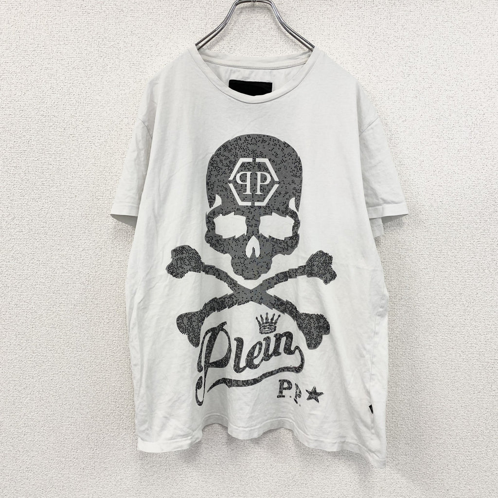 Philipp Plein　フィリッププレイン　半袖プリントTシャツ　骸骨　スカル　白　ホワイト　2XLサイズ