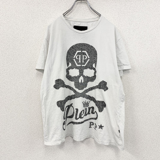 Philipp Plein　フィリッププレイン　半袖プリントTシャツ　骸骨　スカル　白　ホワイト　2XLサイズ