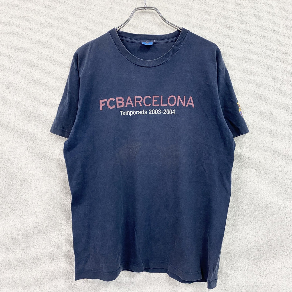 FCB　FCバルセロナ　2003-2004　半袖プリントTシャツ　紺　ネイビー　Lサイズ