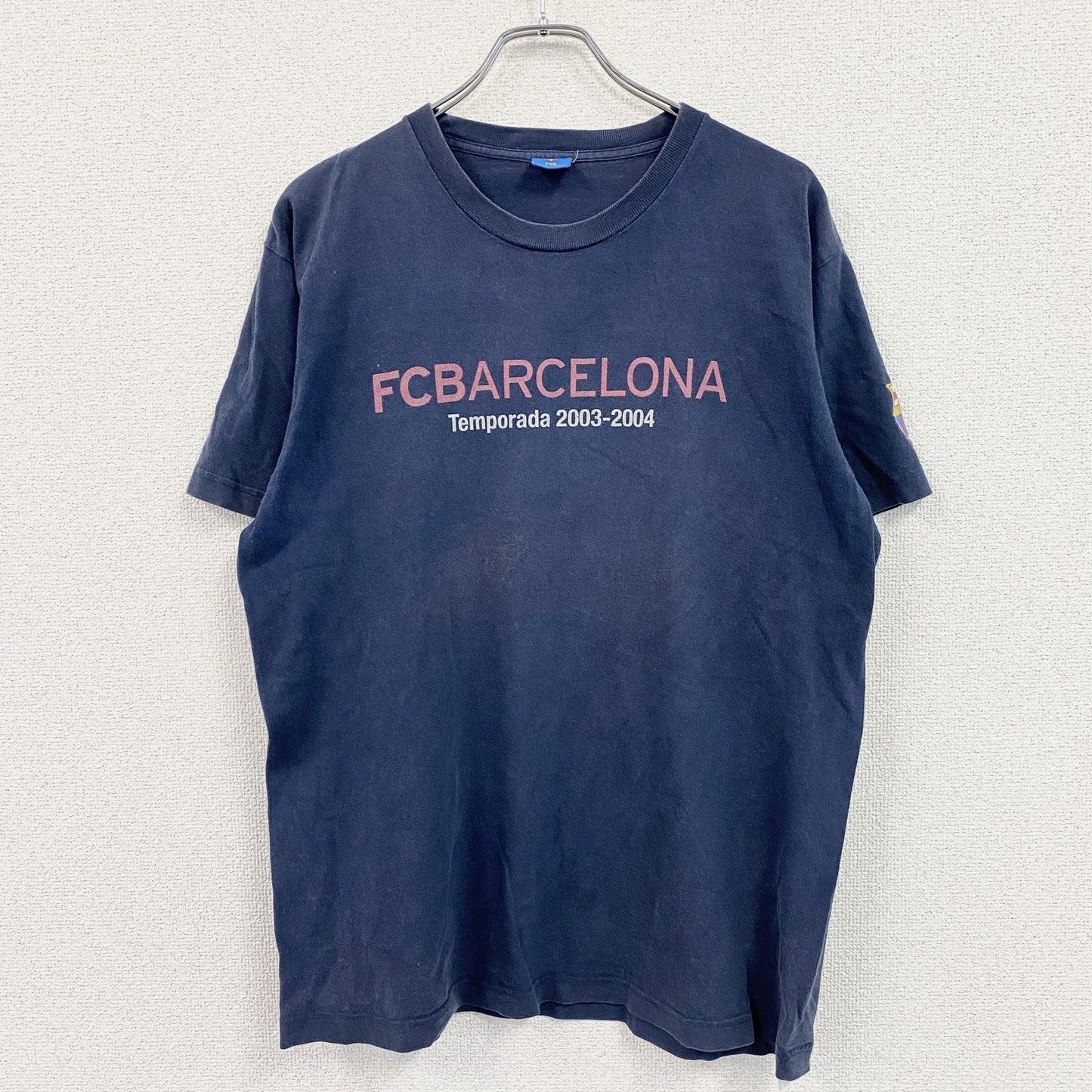 FCB　FCバルセロナ　2003-2004　半袖プリントTシャツ　紺　ネイビー　Lサイズ