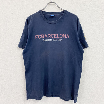 FCB　FCバルセロナ　2003-2004　半袖プリントTシャツ　紺　ネイビー　Lサイズ
