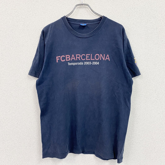 FCB　FCバルセロナ　2003-2004　半袖プリントTシャツ　紺　ネイビー　Lサイズ