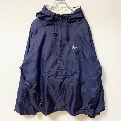 古着 used　CHARLES RIVER　長袖ハーフジップナイロンジャケット　プルオーバー　バックプリント　ネイビー　Lサイズ