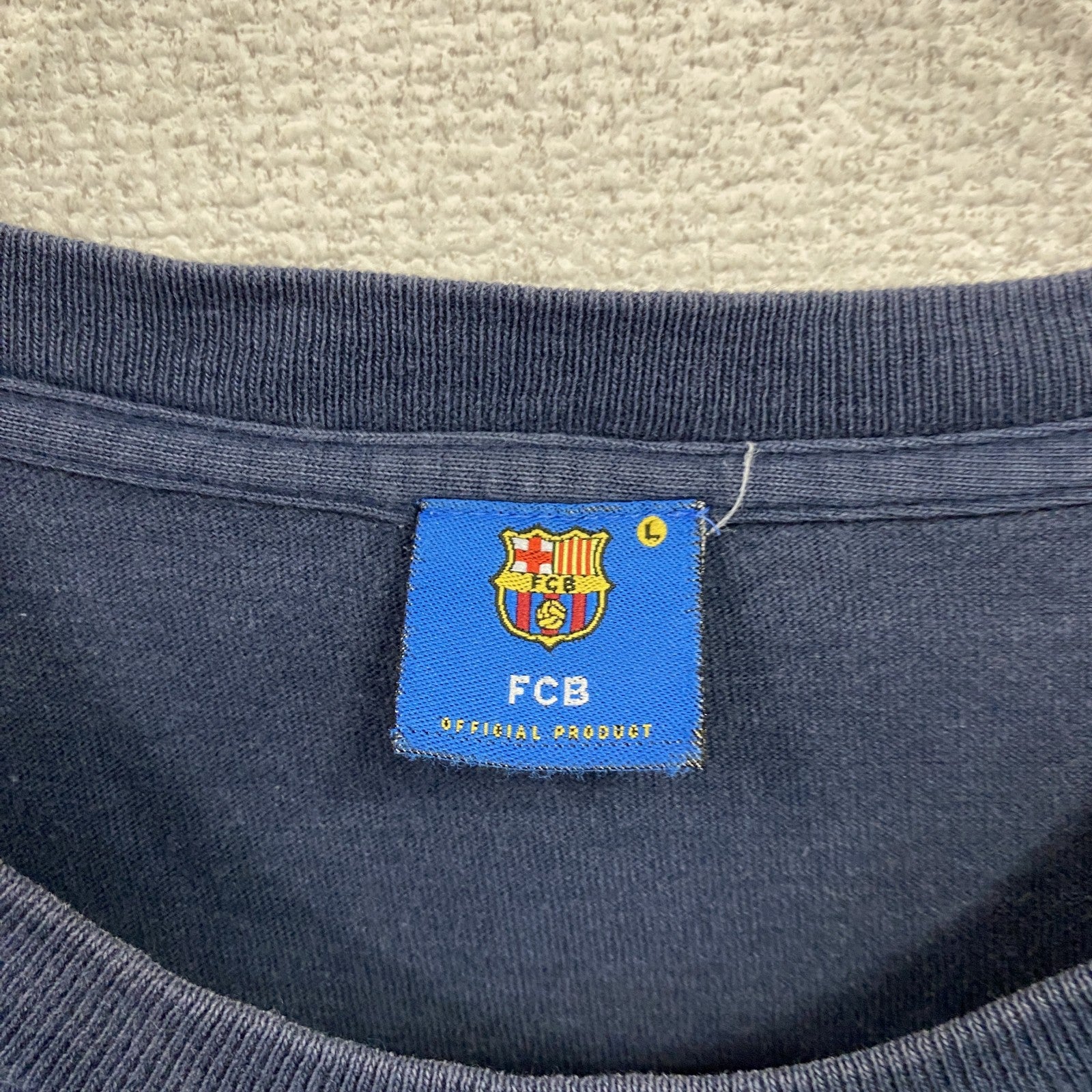 FCB　FCバルセロナ　2003-2004　半袖プリントTシャツ　紺　ネイビー　Lサイズ